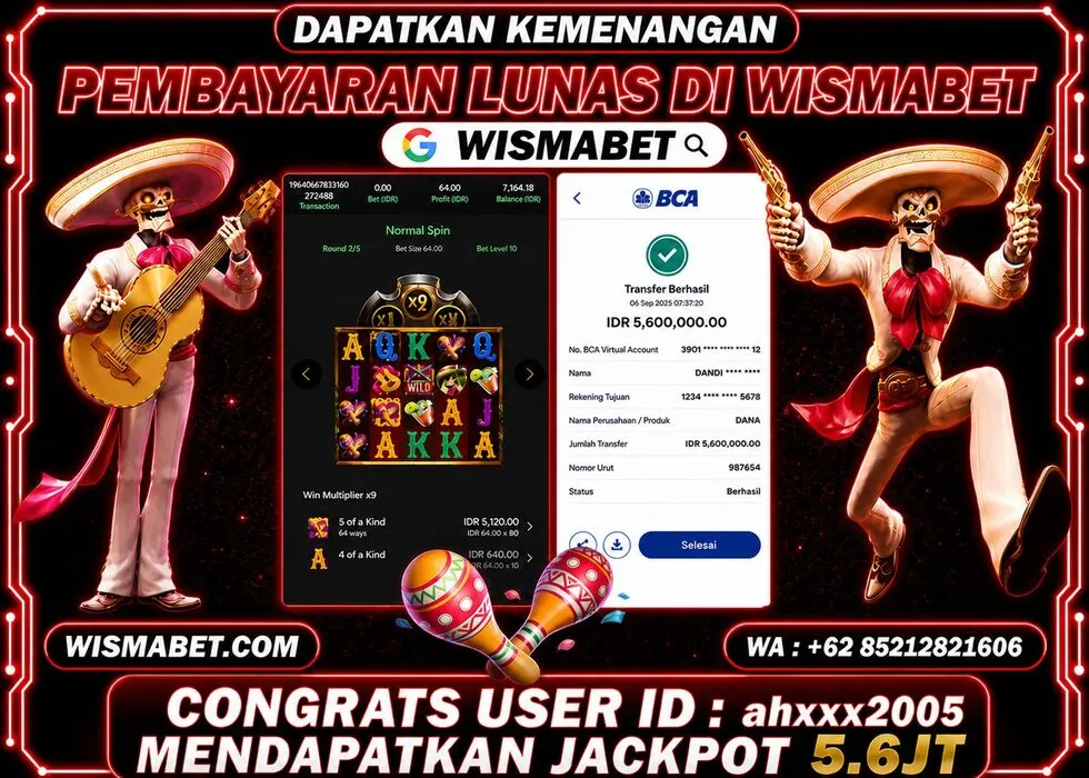 Wismabet - BUKTI KEMENANGAN Wild Bandito Rp5,600,000,- LUNAS